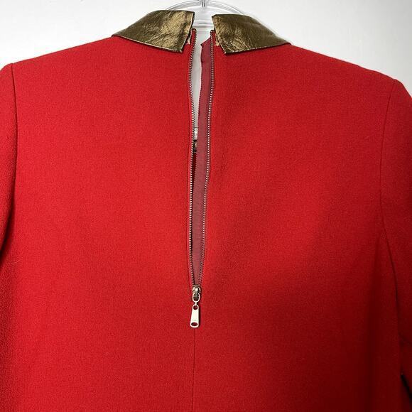 PSALTER Red Gold Metallic Colorblock Mini Dress Sz 40 US 8 Mod Long Sleeve Zip - Picture 3 of 10
